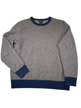 J.Crew Sweater Men’s Size Medium Cashmere Brown Crewneck Jacquard Herringbone